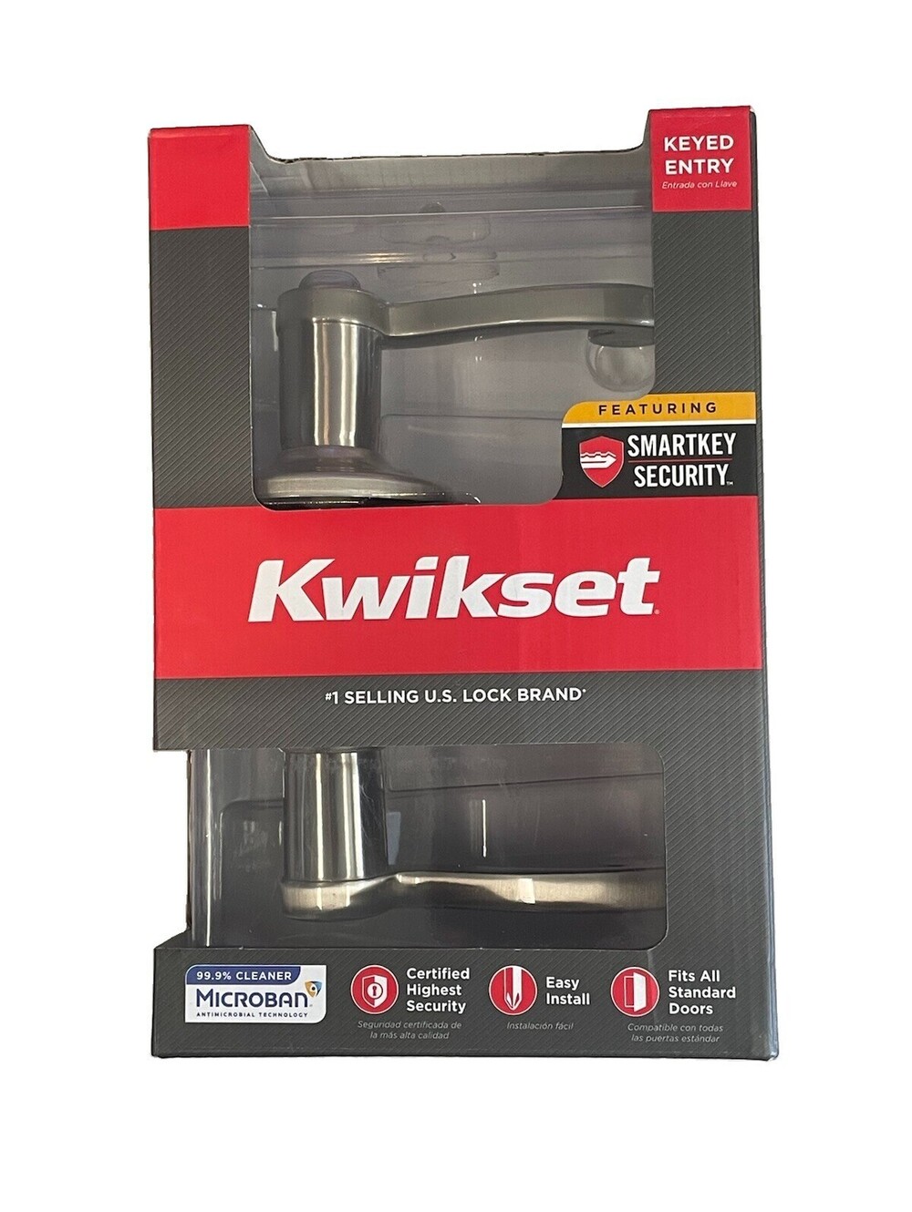 Kwikset Satin Nickel Keyed Entry Door Lock Handle Set  97402-730